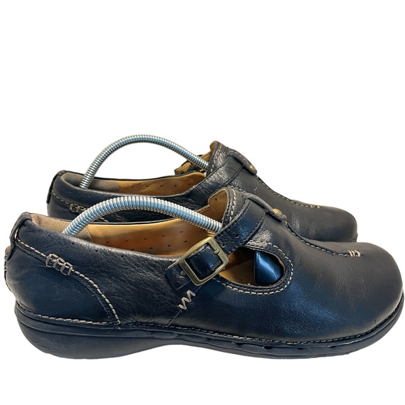 Clarks Women’s Unstructured Un Block Black Leather Mary Jane Shoes- 10 - Picture 1 of 6